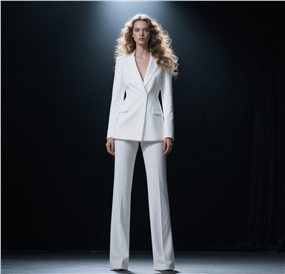 欧美时尚白色西装套装美女写真图片